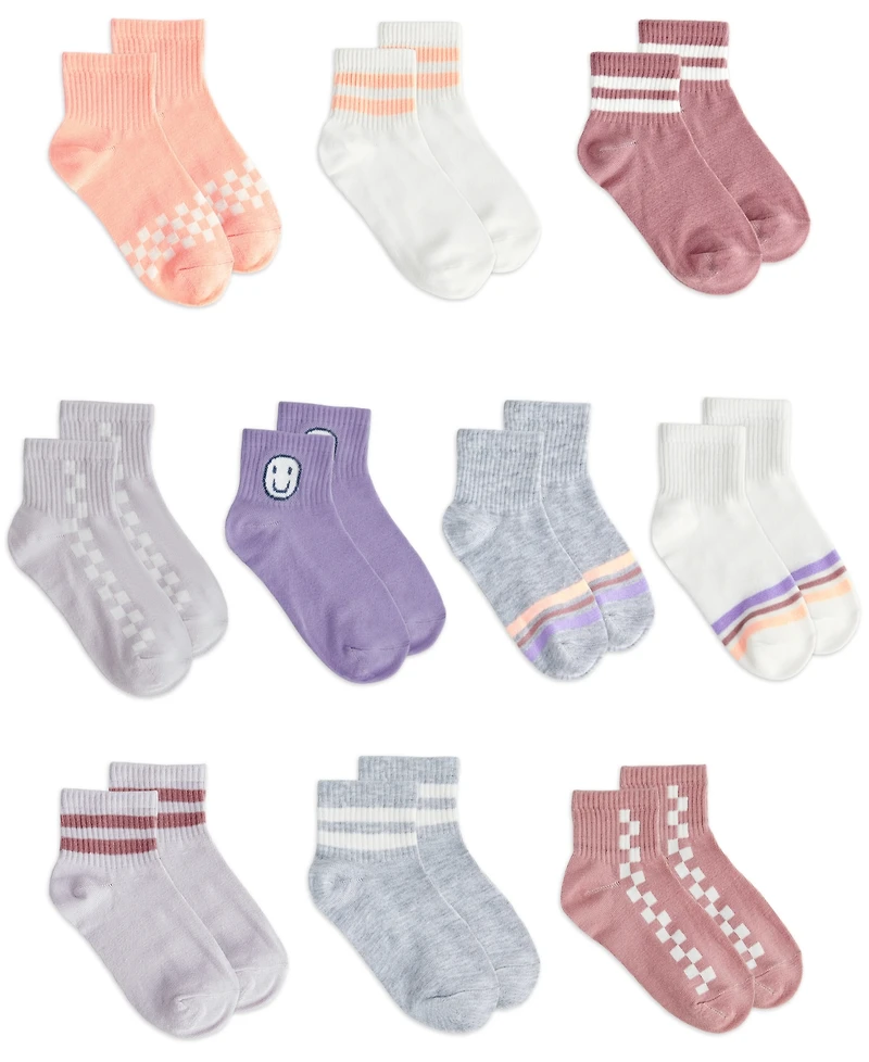 Trimfit Girls 4-11 10-Pack Fashion Quarter Socks