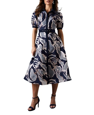 Coast Women's Short Sleeve Jacquard Shirt Dress