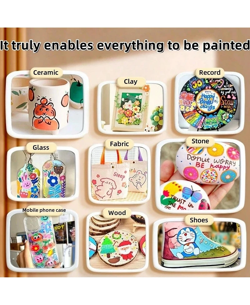 Htutwoo 60 Colors Acrylic Paint Pens, Water-Based Ink Markers, for Canvas, Rock Painting, Wood, Glass, Metal, Ceramic, Stone