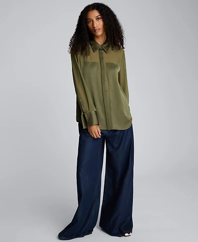 Kenneth Cole Women's' Button-Front Collar Neck Shirt