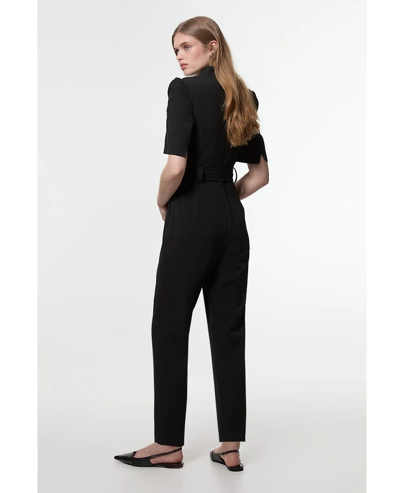 Karen Millen Women's Structured Crepe Forever Belted Jumpsuit