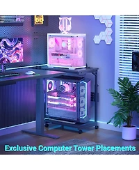Height Adjustable Computer Tower Stand with Charging Station, Mobile Rolling Cpu Holder Wheels