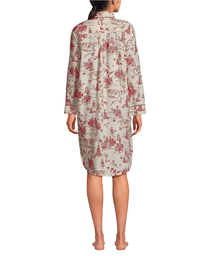 Lands' End Women's Flannel Long Sleeve Sleepshirt Nightgown