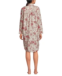 Lands' End Women's Flannel Long Sleeve Sleepshirt Nightgown