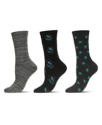 MeMoi Women's 3 Pair Pack Birds Rayon From Crew Socks