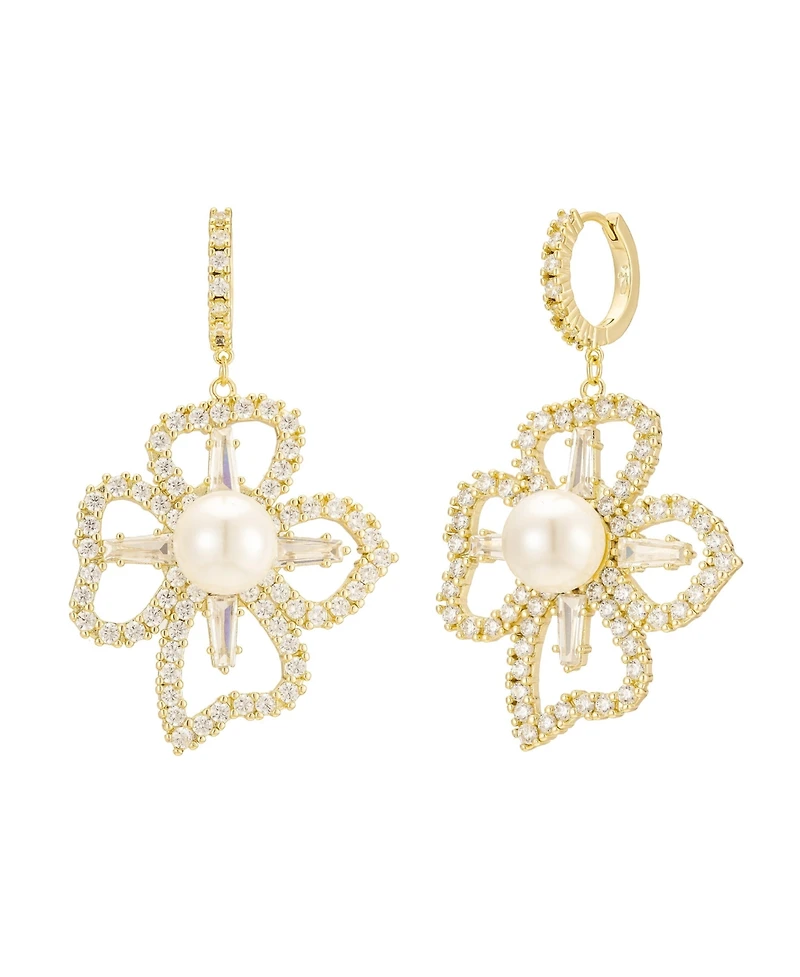 Holly & Crystal Flower Drop Earrings