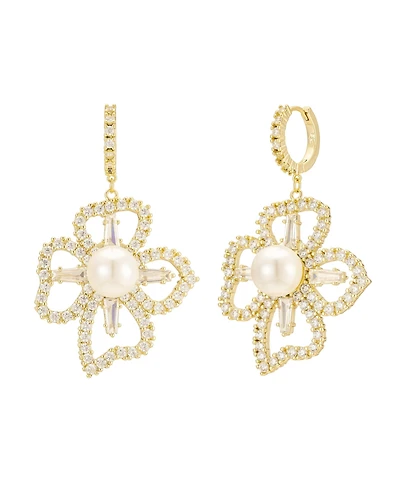 Holly & Crystal Flower Drop Earrings