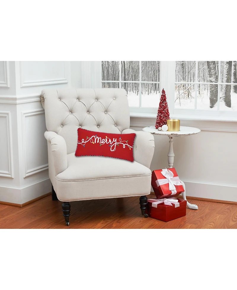 Christmas Lights "Merry" Accent Pillow, 9" x 20"