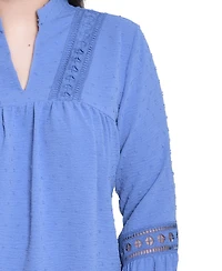 Ny Collection Women's Mandarin Collar Long Sleeve Top