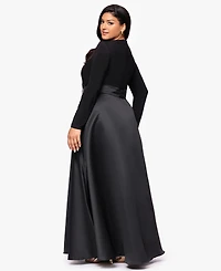 Xscape Plus Embellished Detail Long Sleeves Dress