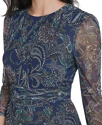 Jessica Howard Women's Puff Sleeves Ruched Dress