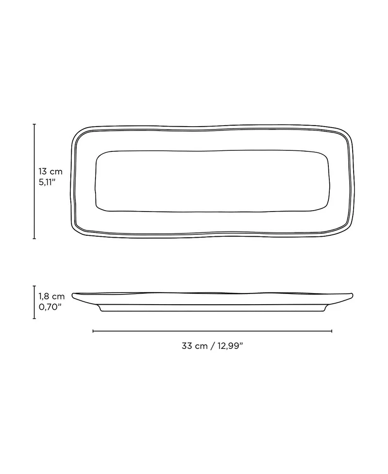 Porto Brasil 12.99" Stoneware Medium Rectangular Platters, Set of 4