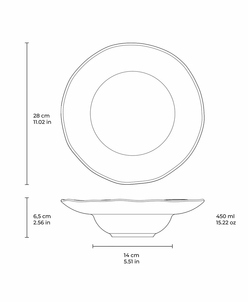 Porto Brasil 11.02" Stoneware Deep Rim Plates, Set of 4