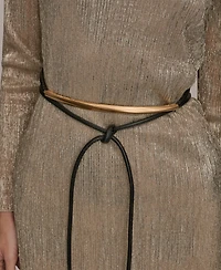 Donna Karan New York Women's Foil Mesh Belted Midi Dress