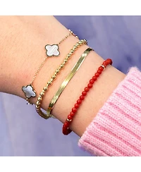 The Lovery Small Mother of Pearl Clover Bracelet 14K Gold