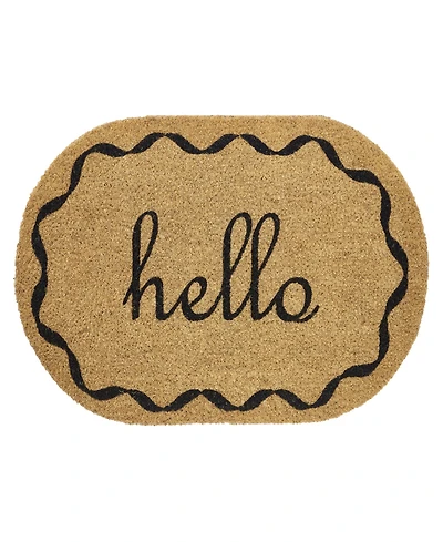 Vcny Home Hello Oval Coir Outdoor Doormat, 18" x 30"