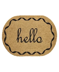 Vcny Home Hello Oval Coir Outdoor Doormat, 18" x 30"