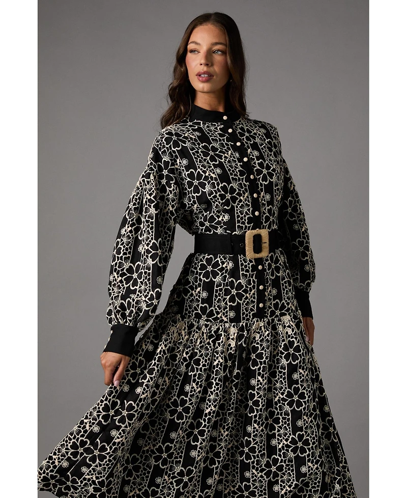 Coast Women's Long Sleeve Belted Shirt Dress