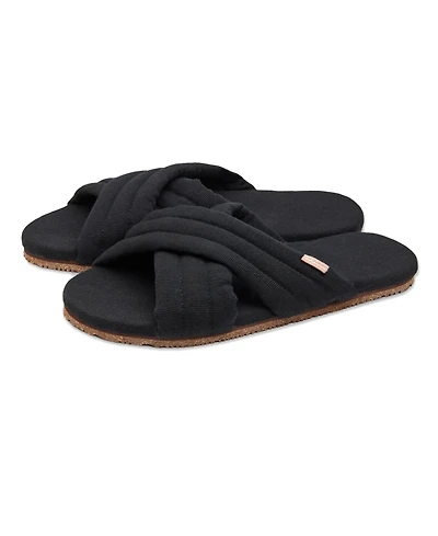 Feelgoodz Women's Slipper Artisan Quilted Cross Strap Indoor / Outdoor House Shoes