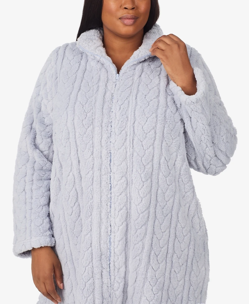 Ellen Tracy Plus Textured Long Sleeve Robe