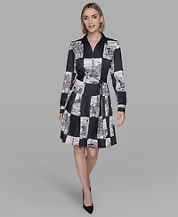 Karl Lagerfeld Paris Women's Printed Long Sleeves Shirt Dress