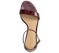 Lauren Ralph Women's Allie Mid-Heel Crocodile-Embossed Sandals