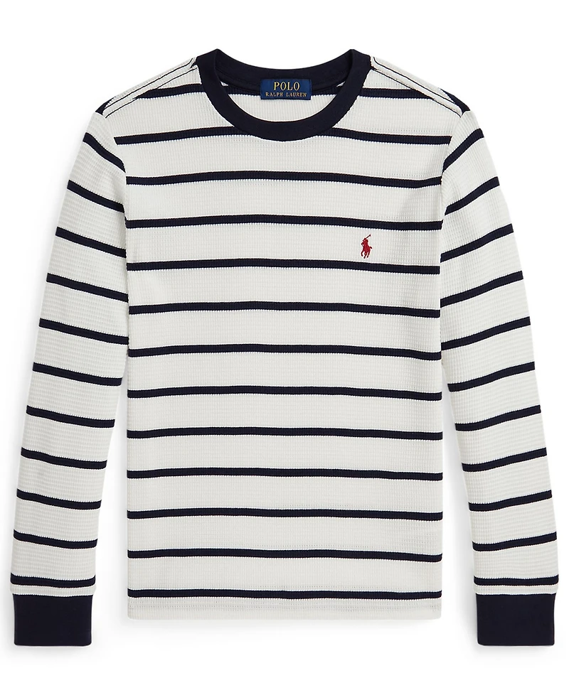 Polo Ralph Lauren Big Boys Striped Waffle Cotton Long-Sleeve Tee