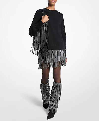 Michael Kors Women's Studded Fringe Mini Skirt