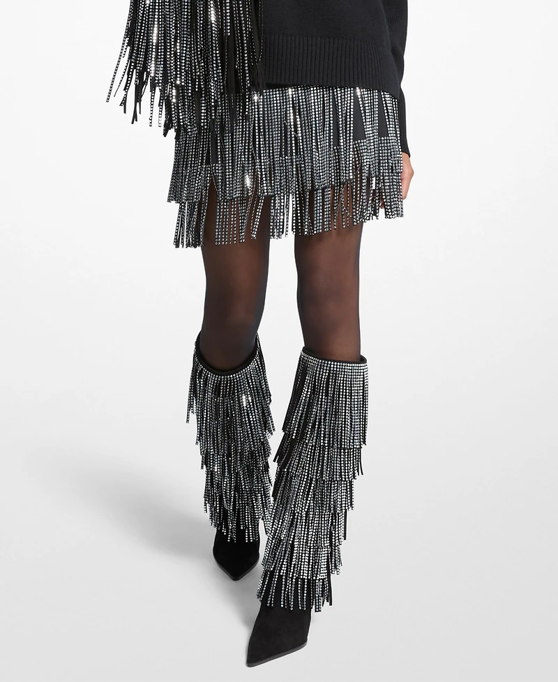 Michael Kors Women's Studded Fringe Mini Skirt