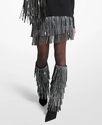 Michael Kors Women's Studded Fringe Mini Skirt
