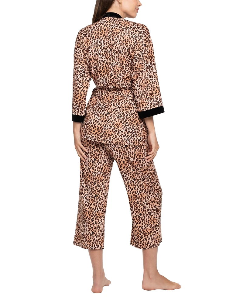 Linea Donatella Women's 3-Piece Sleeveless Cami Top, Pants and Wrapper Pajama Set