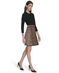 Eliza J Women's 3/4-Sleeve Button Detail Sweater Knit Dress