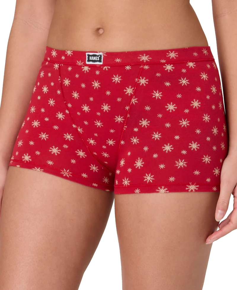 Hanes Women's 4-Piece Boxer Brief Underwear Assorted Bonus Pack