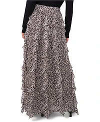 1.state Women's Printed Ruffle Maxi Skirt