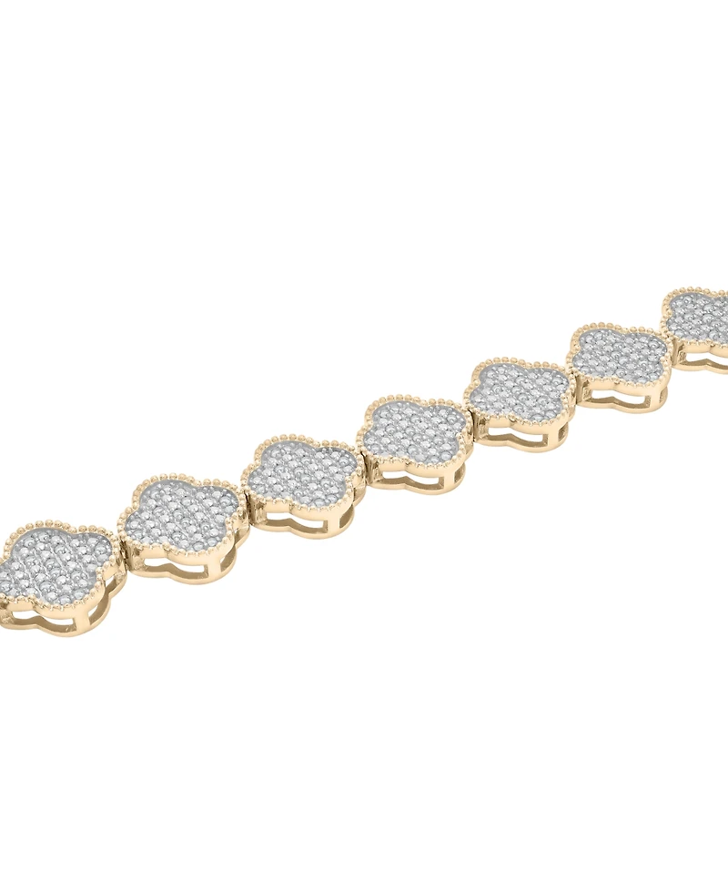 Macy's Clover Diamond Bracelet (1 ct. t.w.) in 14K Gold Plated Over Sterling Silver