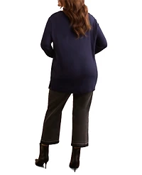 Tribal Plus Soft French Terry Scoop Neck Long Sleeve Top