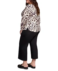 Tribal Plus Printed Long Sleeve Crew Neck Knit Top