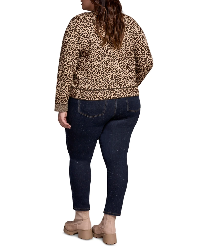 Tribal Plus Double Knit Long-Sleeve Cardigan Sweater
