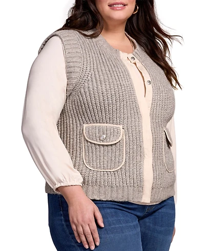 Tribal Plus Sleeveless Vest with Pockets Jacket