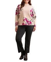 Tribal Plus Knit Jacquard Funnel Neck Sweater