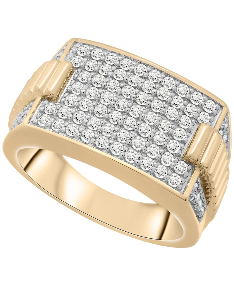 Macy's Men's Diamond (1 ct. t.w.) Multi-Row Ring in 10K Yellow Gold