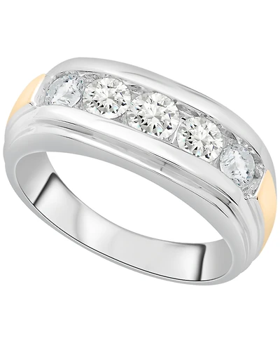 Macy's Men's Diamond (1 ct. t.w.) Five-Stone Band Ring in 10K Two-Tone Gold