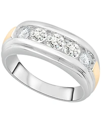 Macy's Men's Diamond (1 ct. t.w.) Five-Stone Band Ring in 10K Two-Tone Gold