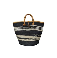 Handmade Sisal Balance Basket Handwoven Tote Bag with Leather Handles