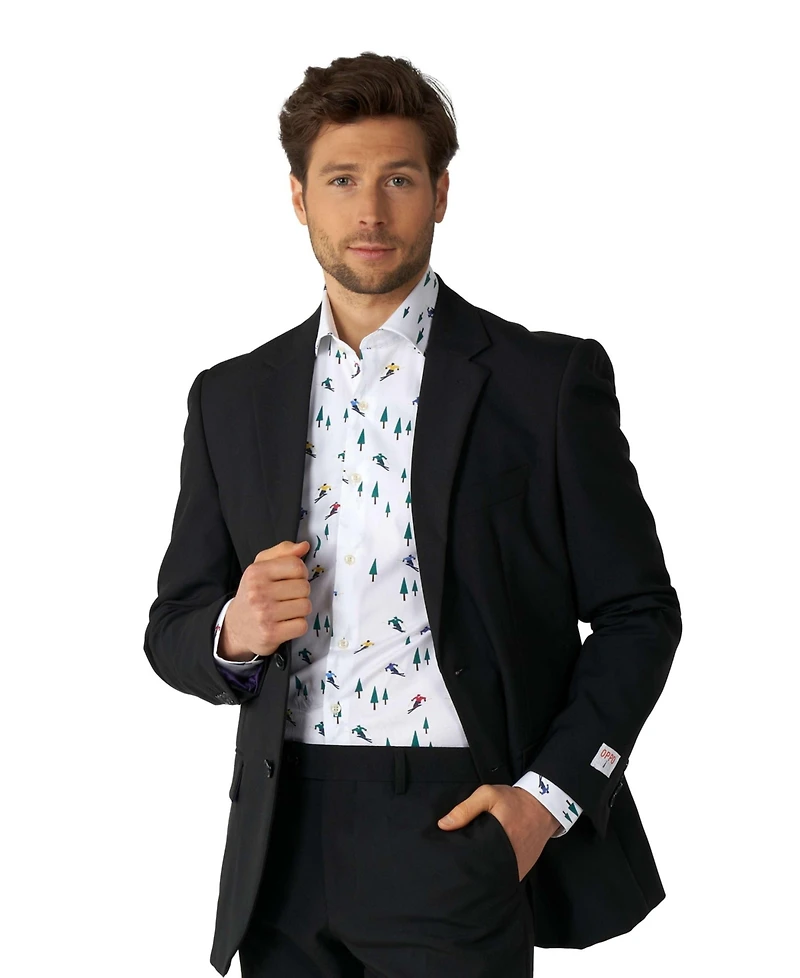 OppoSuits Men's Christmas Shirt - Winter Sports Icons Button Up Dress Slim Fit White Long sleeve