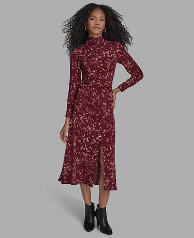 Bcbg Women's Printed Mock Neck Maxi Dress