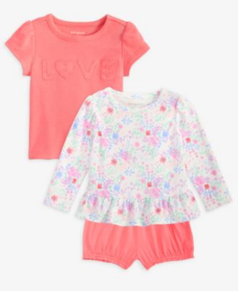 First Impressions Baby Girls Toddler 2t 4t Love Top Floral Top Ruffled Bubble Shorts Macys Exclusive