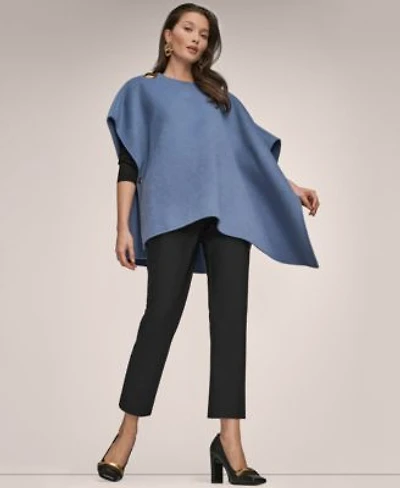 Donna Karan New York Womens Cape Oversized Jacket Long Sleeves Drape Neck Bar Hardware Top Slim Leg Ankle Pants