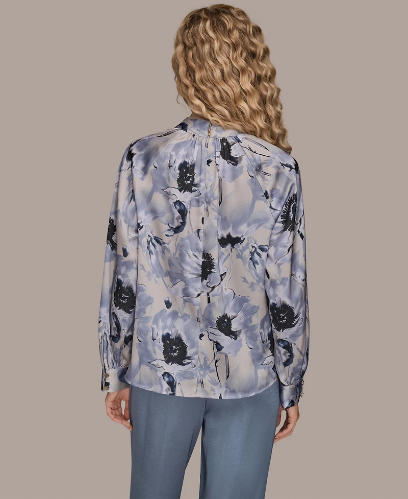 Donna Karan New York Women's Printed Mock Neck Top