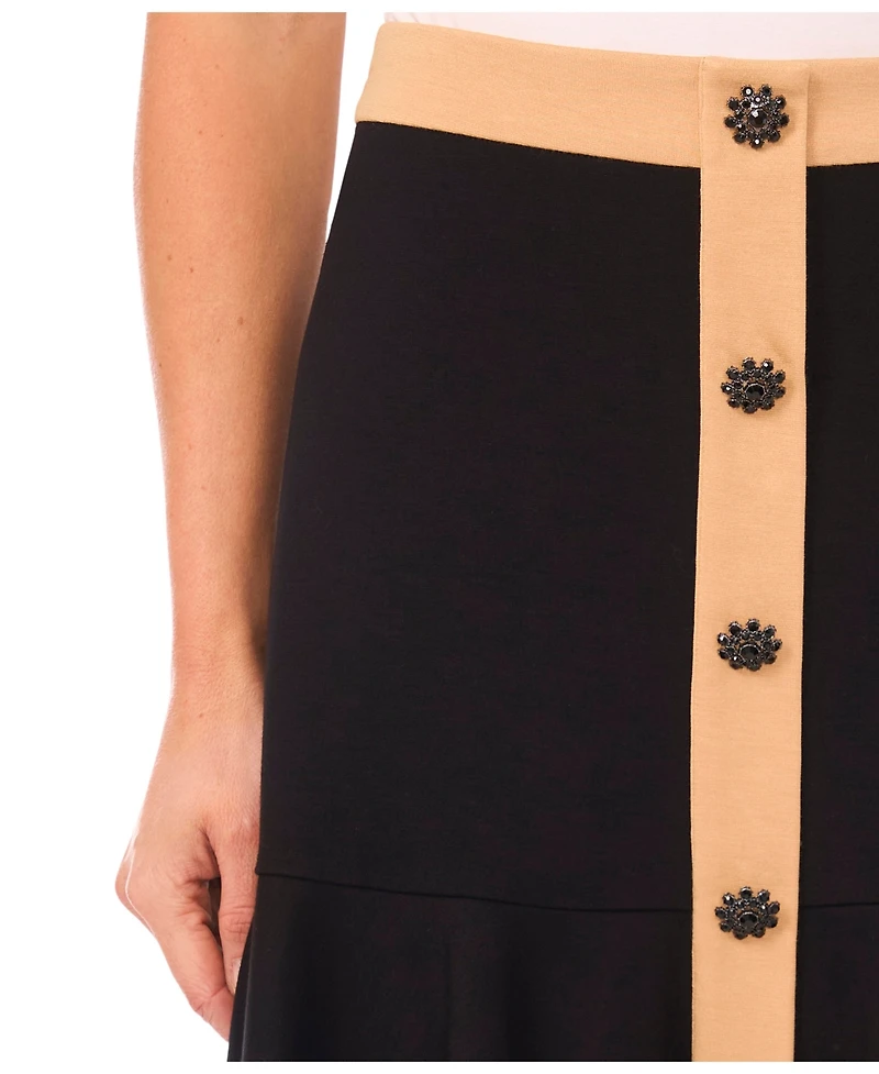 CeCe Women's Button Down Flounce Mini Skirt